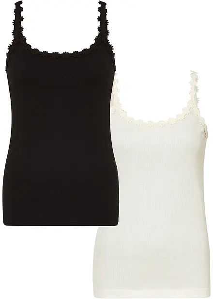 Ribbstickat linne av ren bomull (2-pack)