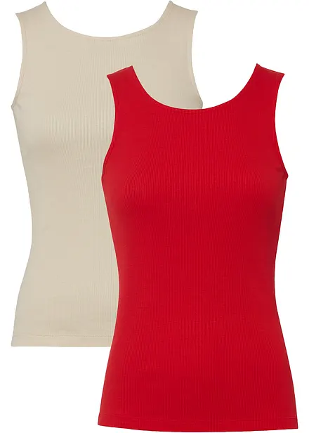Ribbstickat linne i ekologisk bomull (2-pack)