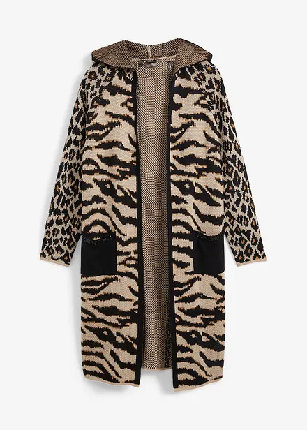 Lång cardigan med paljetter och luva
