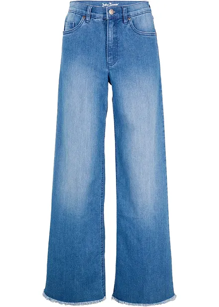 Stretchjeans med hög midja och vida ben