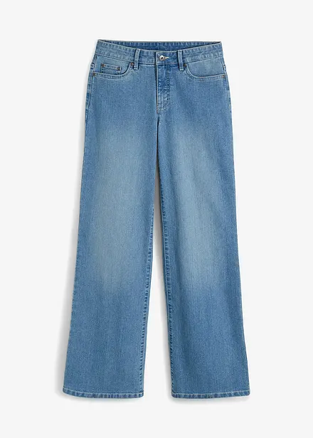 Wide Leg Jeans, Mid Waist, Stretch