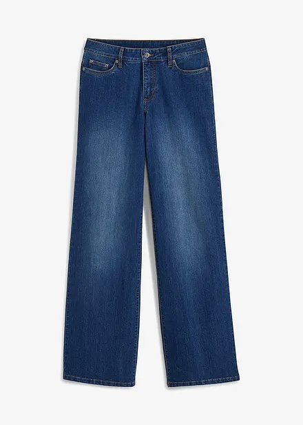 Wide Leg Jeans, Mid Waist, Stretch