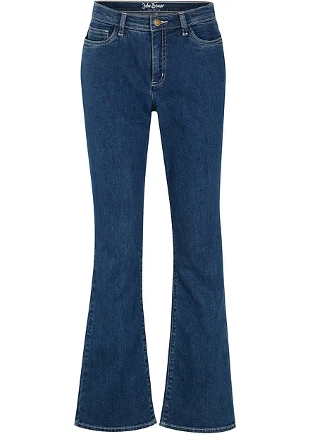 Stretchjeans med medelhög midja, ekologisk bomull, bootcut