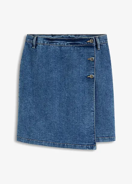 Denimkjol med omlottlook