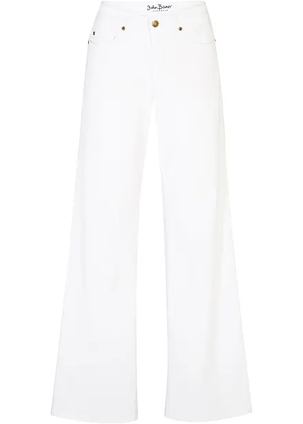 Stretchjeans med medelhög midja och vida ben