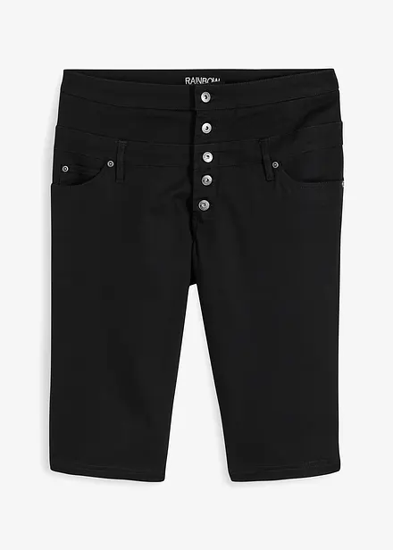 Bermudashorts med hög midja i elastisk bomullsmix