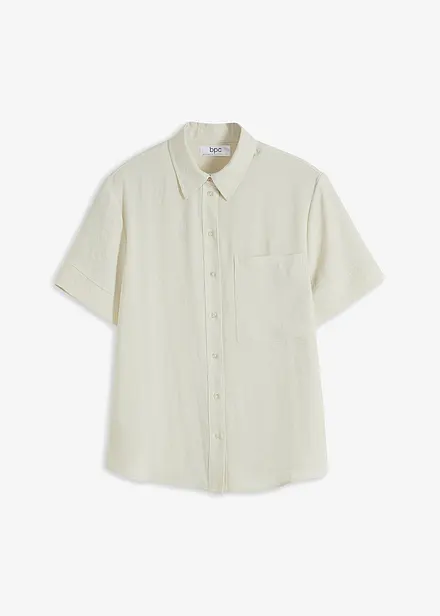 Blus med bröstficka och halvlånga ärmar