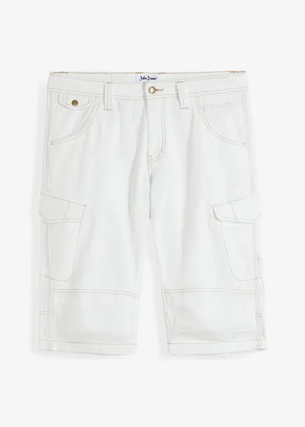 Långa jeansbermudas i cargomodell av tunt material, Relaxed Fit