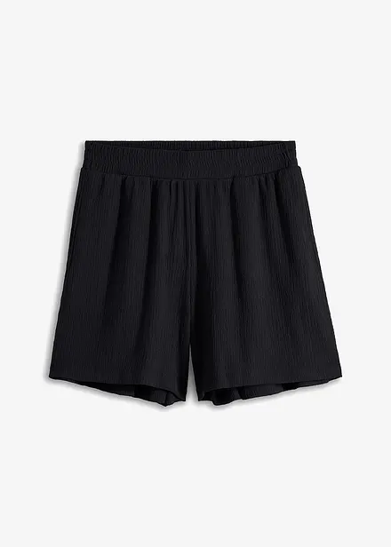 Shorts i strukturjersey med hög midja och komfortlinning
