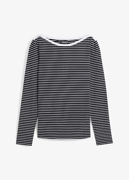 Randig långärmad T-shirt med båtringning