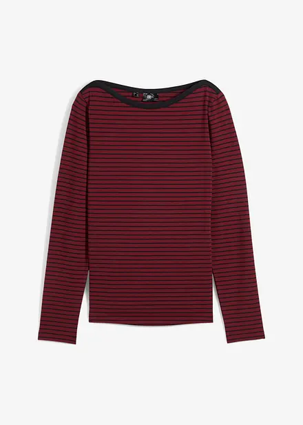 Randig långärmad T-shirt med båtringning