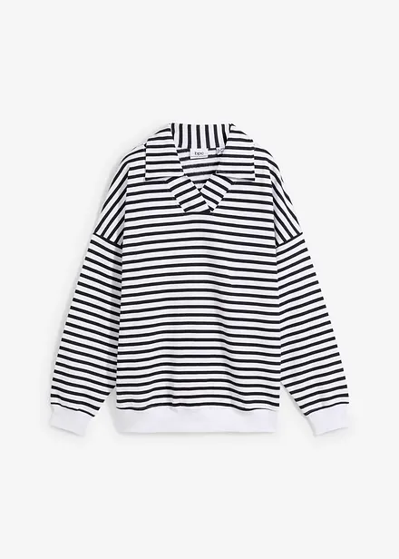 Oversizesweatshirt med V-ringning och tenniskrage