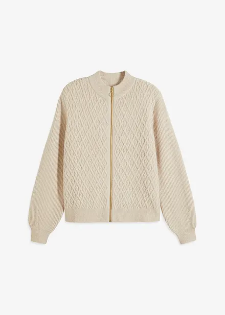 Cardigan med flätstickning