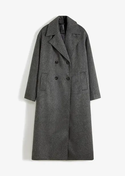 Dubbelknäppt oversizekappa med yllelook