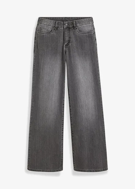 Wide Leg Jeans, Mid Waist, Stretch
