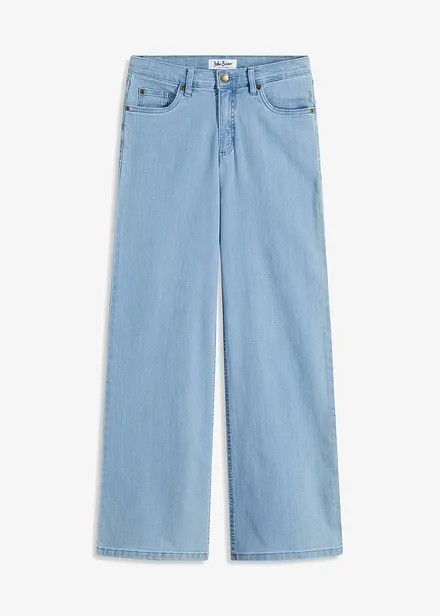 Stretchjeans med medelhög midja och vida ben