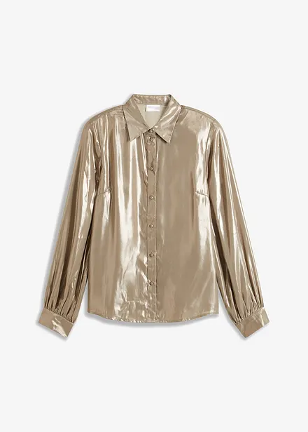 Skjortblus i gl&auml;nsande satin