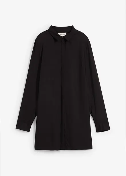 Lång blus med slits i följsam viskos
