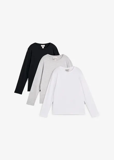 Långärmad T-shirt i ekologisk bomull för barn (3-pack)