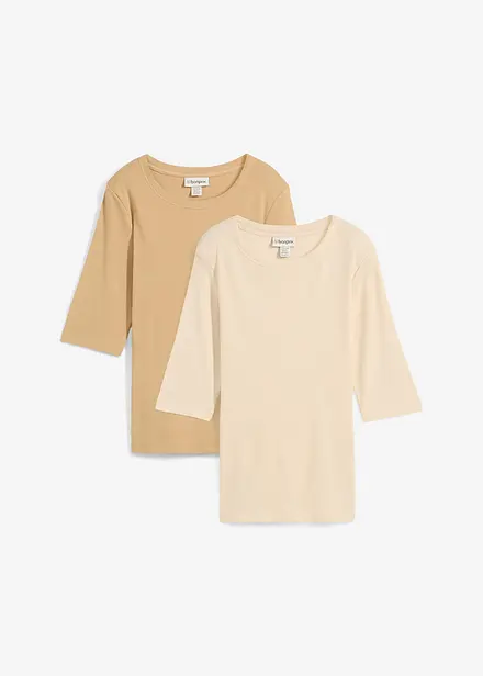 Ribbstickad topp med ekologisk bomull (2-pack)