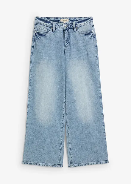 Wide Leg Jeans, Mid Waist, Low Stretch Full Length