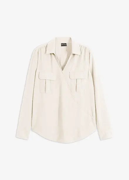 Skjortblus med  omlottlook