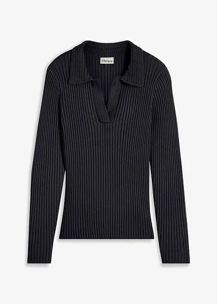 Finstickad tröja med klädsam krage