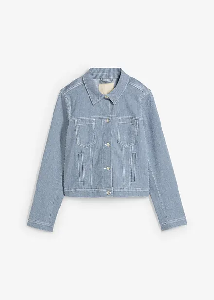 Randig jeansjacka i kort modell