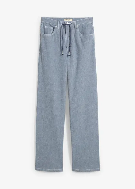 Straight Jeans, High Waist, med r&auml;nder