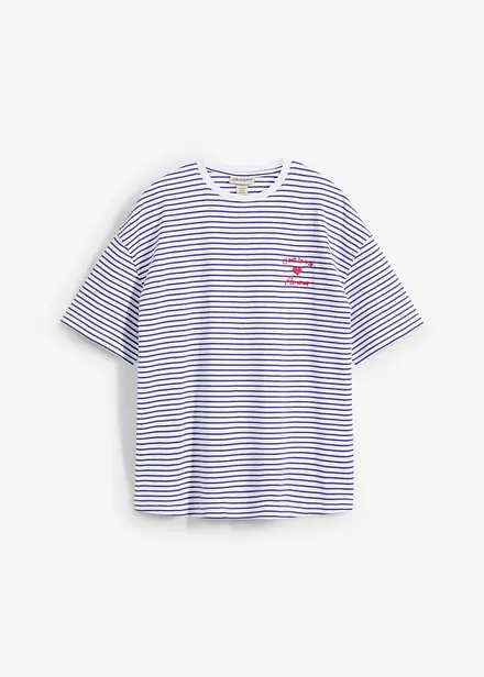 Randig T-shirt med broderi