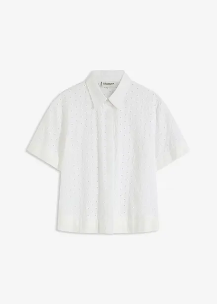 Blus med hålbroderi