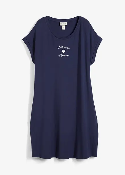 Jerseyklänning i mix av viskos och elastan med broderi