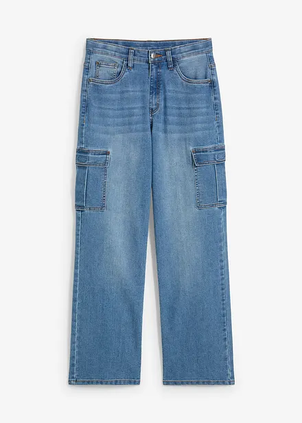 Loose Fit Stretch Cargo Jeans för barn, Straight