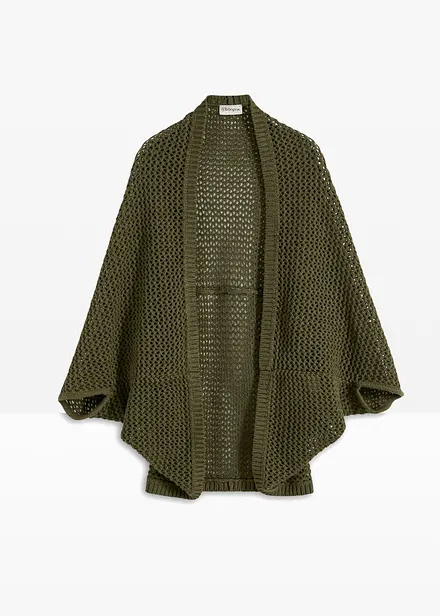 Hålmönstrad poncho med linneandel