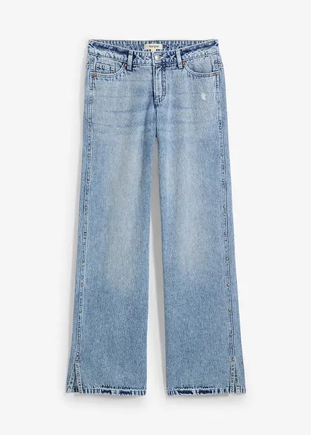 Loose Straight Jeans Mid Waist, Low Stretch