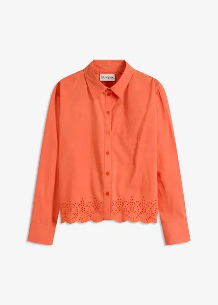 Skjortblus med hålbroderi