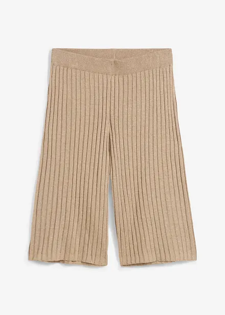 Stickade bermudas med hög midja i viskosmix