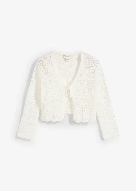 Stickad bolero med broderi och 3/4-ärmar för barn