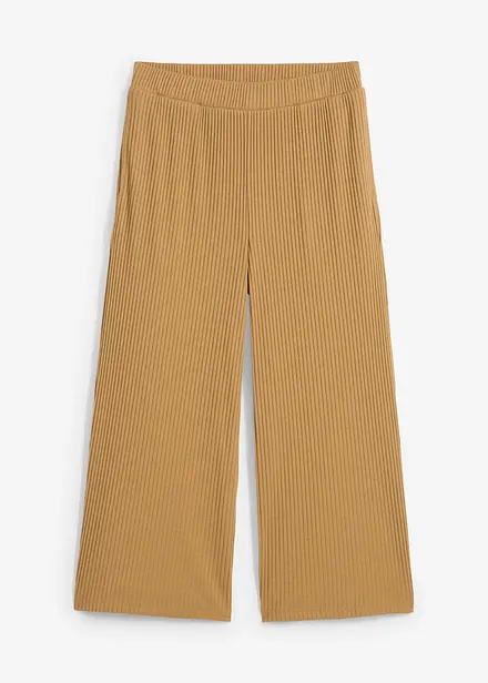 Ribbstickad jerseybyxa med bekväm midja