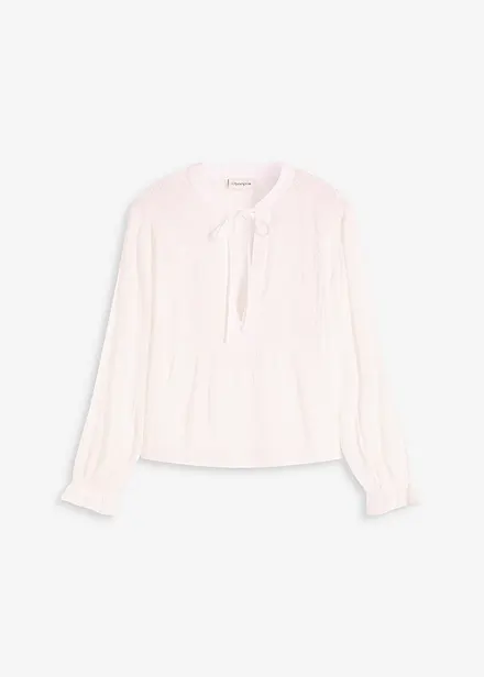 Blus med hålbroderi