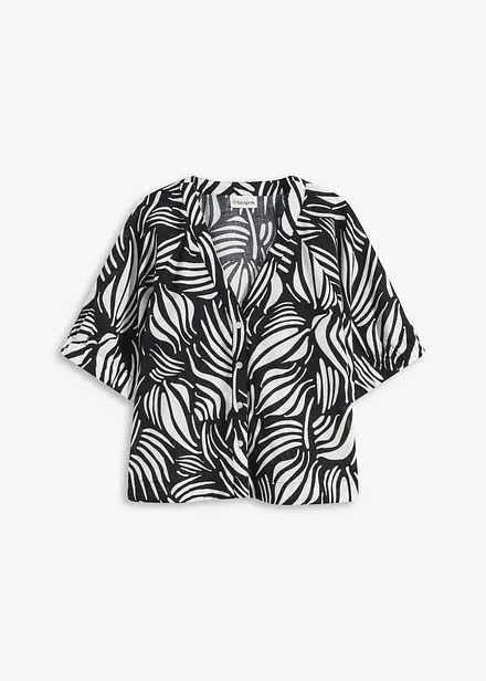 Kortärmad blus med linnelook