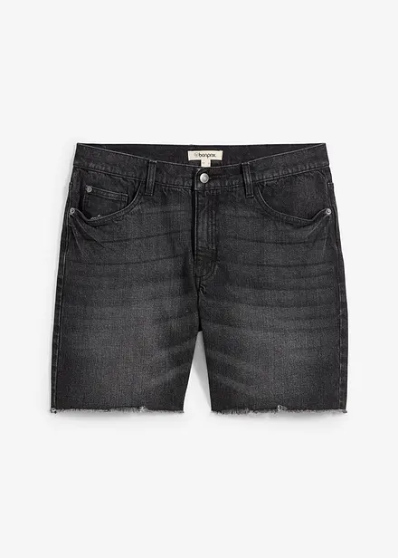 Långa jeansshorts med ofållade benslut, Relaxed Fit