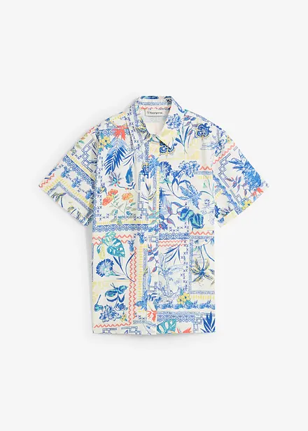 Skjortblus med sidenandel
