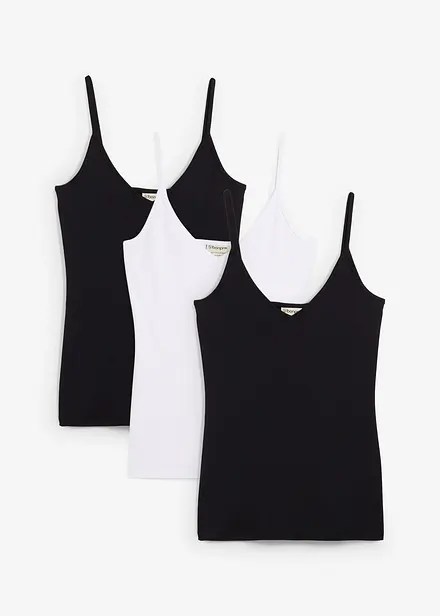 Linne med smala axelband i ekologisk bomull (3-pack)