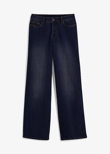 Wide Leg Jeans, Mid Waist, Stretch