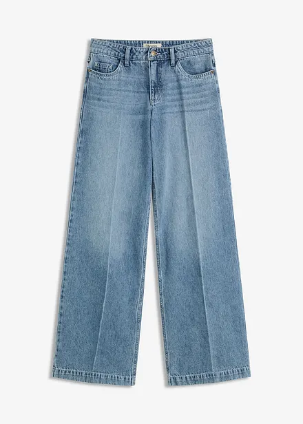 Jeans med vida ben, Mid Waist, Low Stretch Full Length