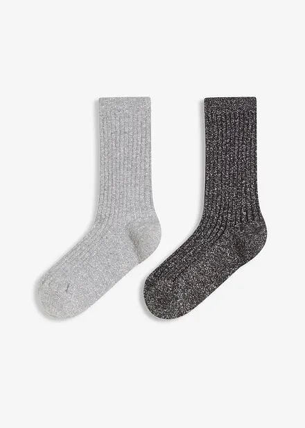 Strumpor med ekologisk bomull och Lurex (2-pack)