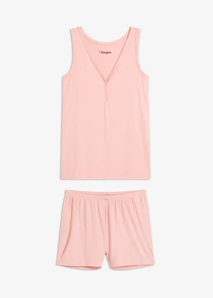 Pyjamas i mjukt, ribbat material, med shorts