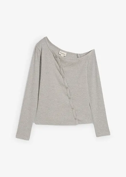 Ribbstickad topp med långa ärmar