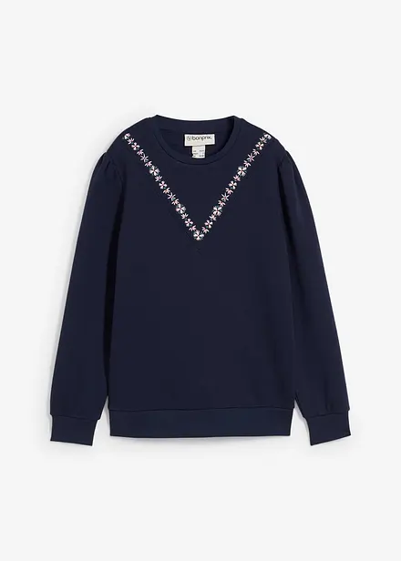 Sweatshirt med broderi i bomullsmix